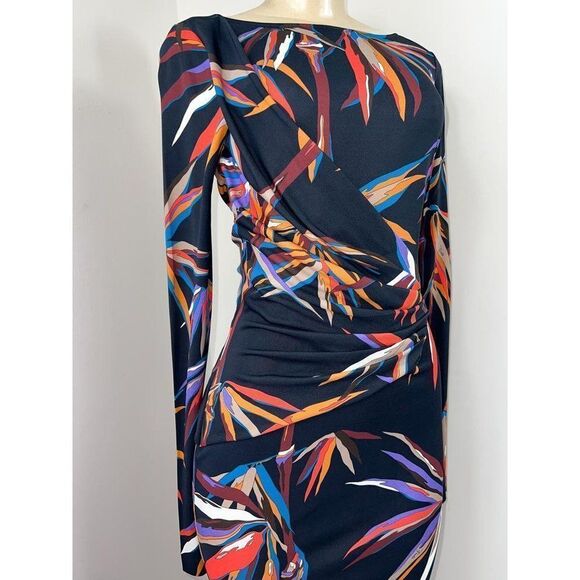 NWT EMILIO PUCCI Black Runway Bamboo Leaf Print Sheath Mini Dress Size I… - Picture 4 of 16